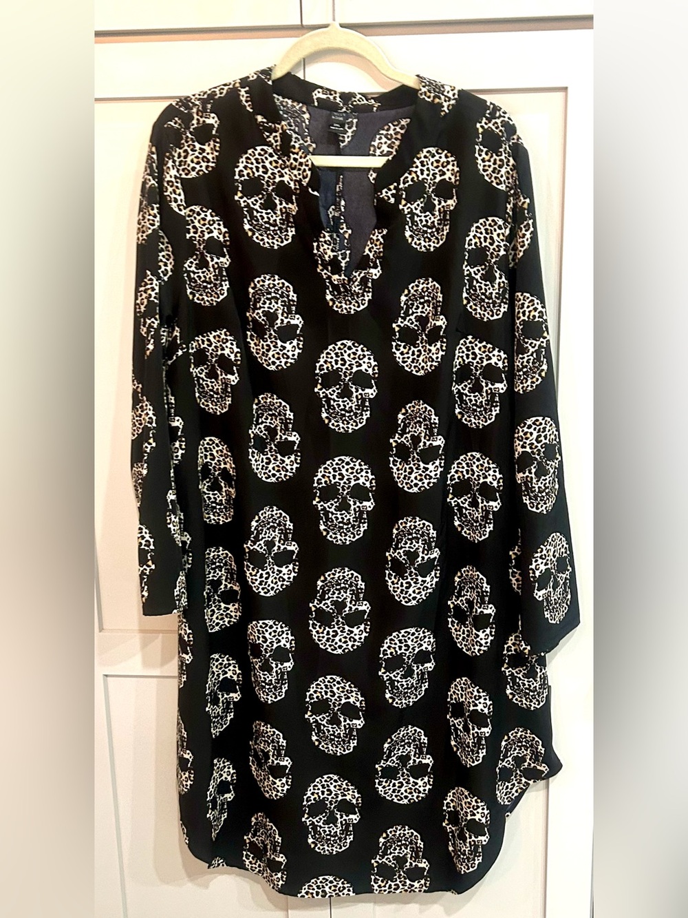 Knox Rose Black Midi Dress with White Leopard Skull Print